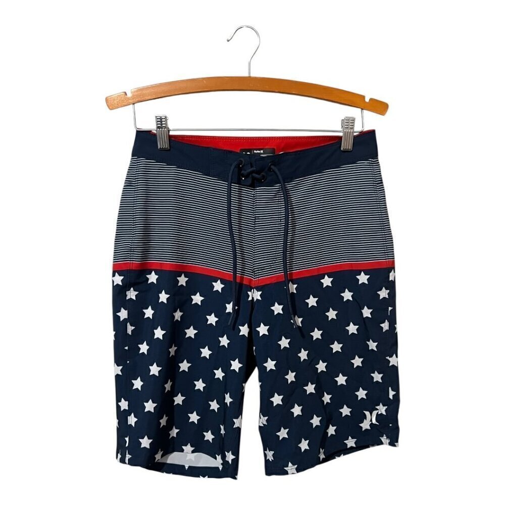 Hurley Board Shorts Men's 28 Patriotic USA Red White Blue